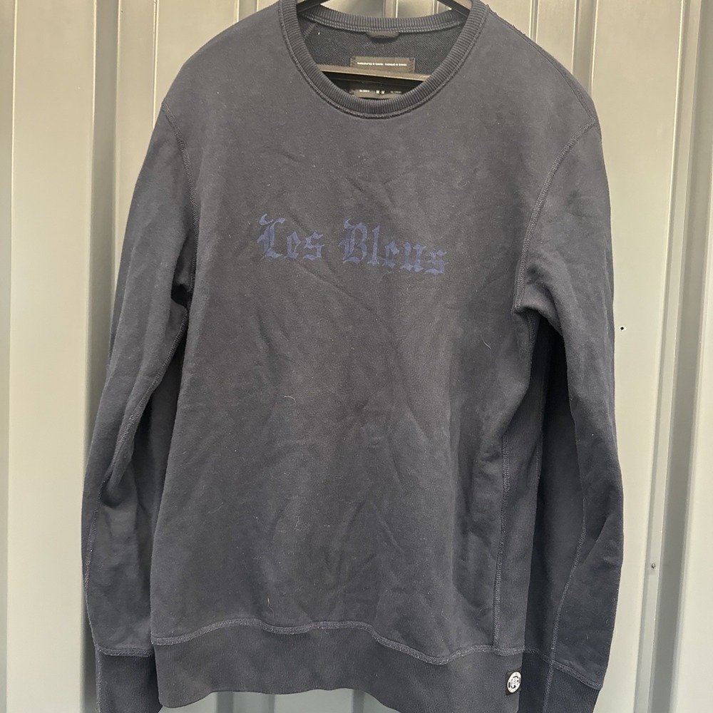 Reigning Champ Long Sleeve Athletic Fit Training Shirt Blue Knit Mens Size M